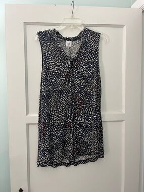 CAbi Black, White & Red accents  Twist-Front Sleeveless Tank